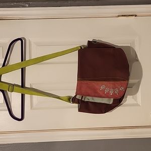 Haiku faux leather embroidered floral crossbody messenger bag